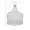 White Stoneware and Glass Contemporary Cake Stand with Cloche, 11" x 9" x 9"
